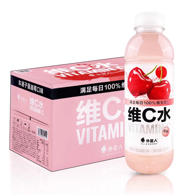 【新鲜日期】外星人维C水车厘子蔓越莓口味500ml*15瓶夏日必备饮品饮料果粒水溶c