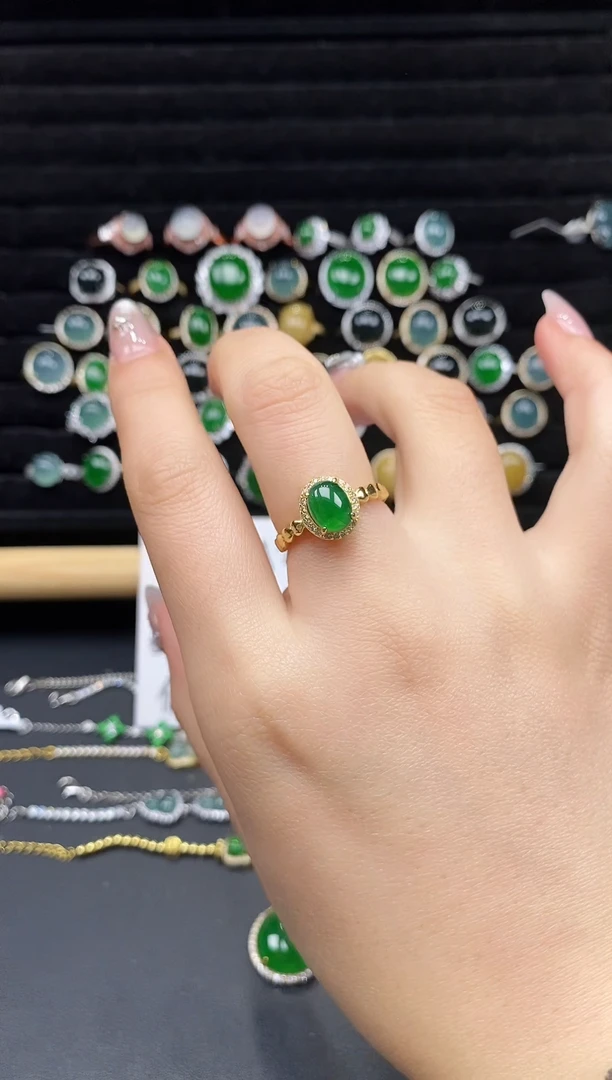 银S925镶嵌戒指翡翠111