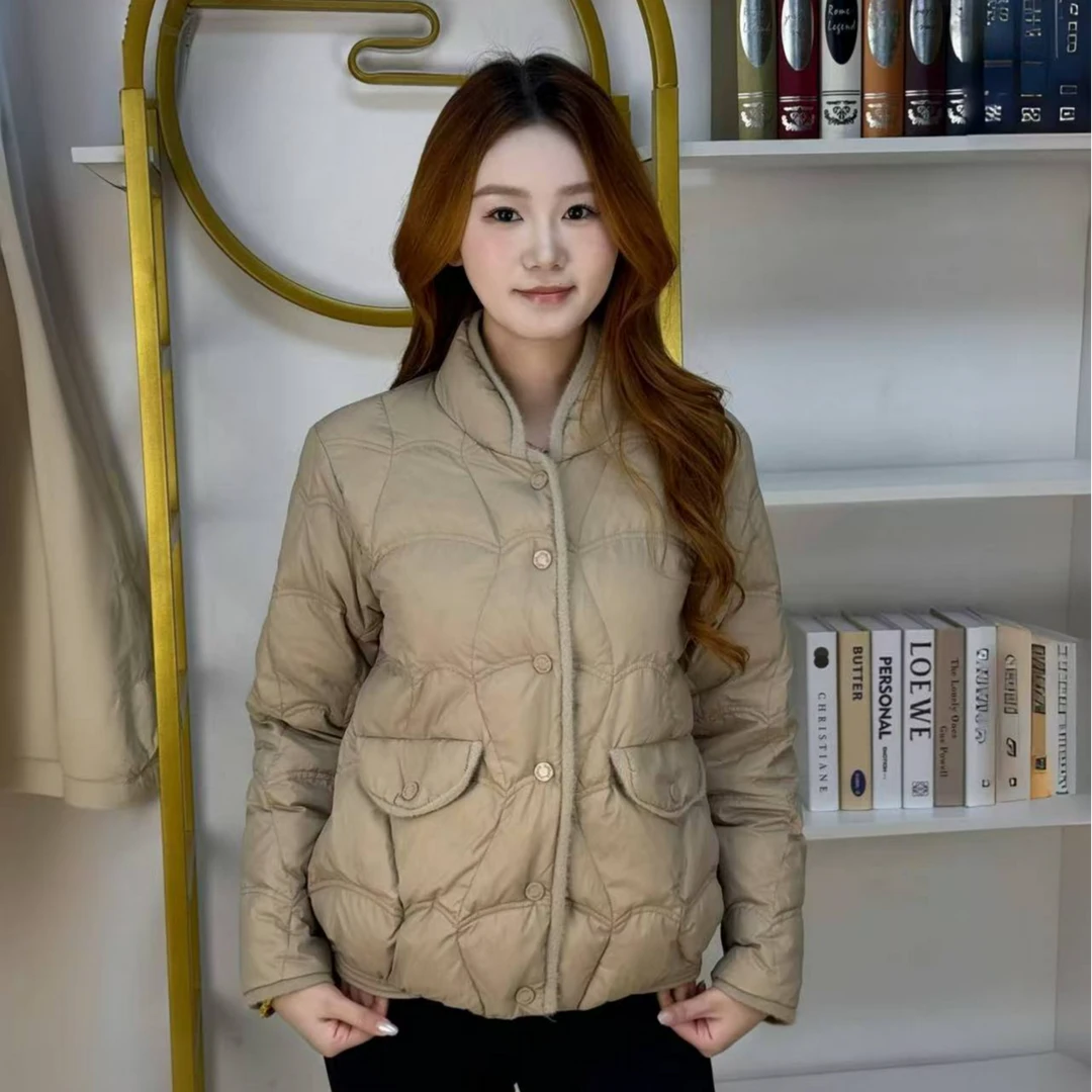 2025新款羽绒服大气保暖高级品质轻薄款韩系洋气女毛边外套时尚