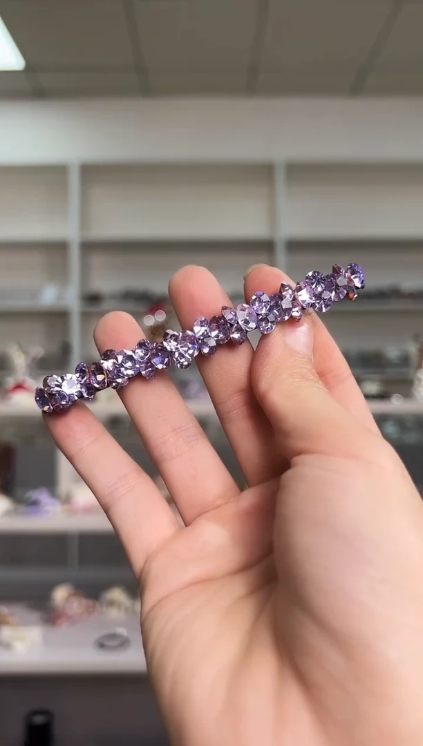 醋酸非金属韩国醋酸品牌发饰施华洛钻一字弹簧夹后脑勺盘发一支