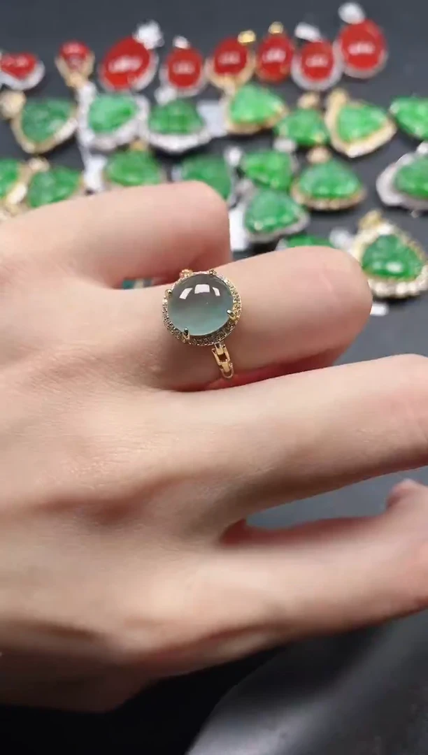 银S925镶嵌戒指翡翠51511