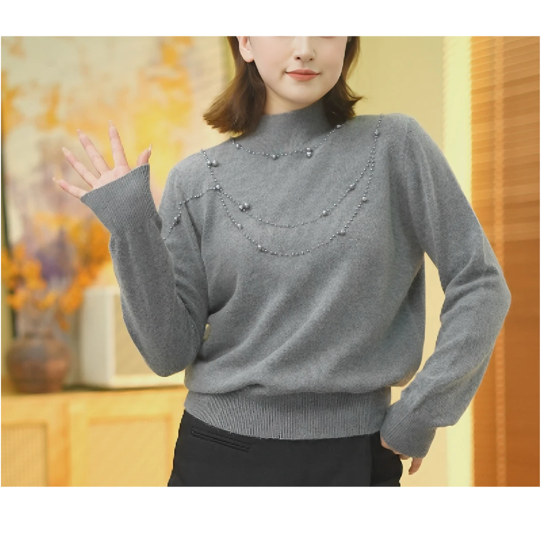 时尚法式常规厚款半高领女装衫保暖毛衣针织衫时尚89613打底衫