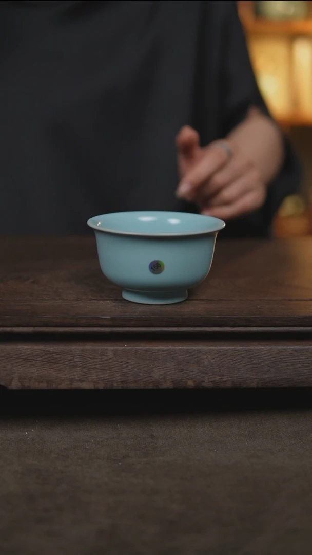 杯仿古宋臻釉压手杯微瑕156
