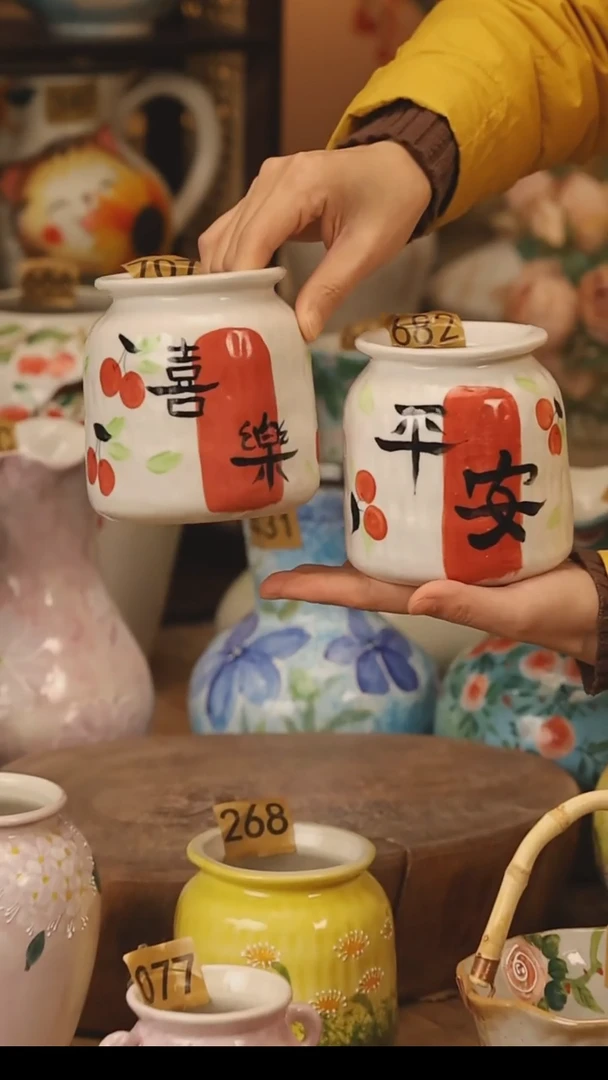 陶瓷景德镇设计师手作花器摆件侘寂风@M682和707@2个