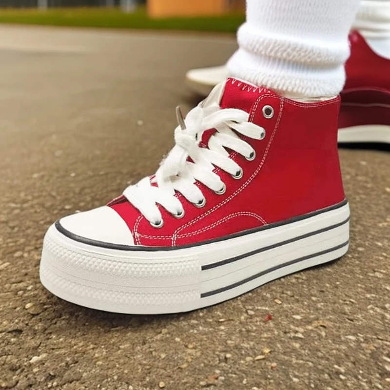 新款高帮帆布鞋时尚百搭休闲高帮透气舒适平跟运动女鞋 353