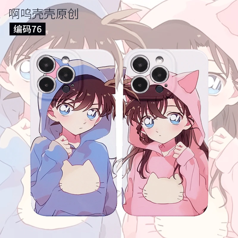 啊呜壳壳原创编码76新一小兰情侣手机壳菲林硬壳亮面精孔软壳全包