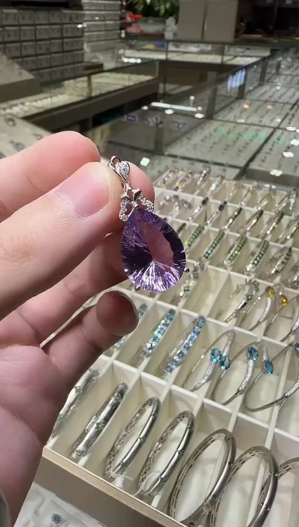 颈饰银S925镶嵌紫晶25ct