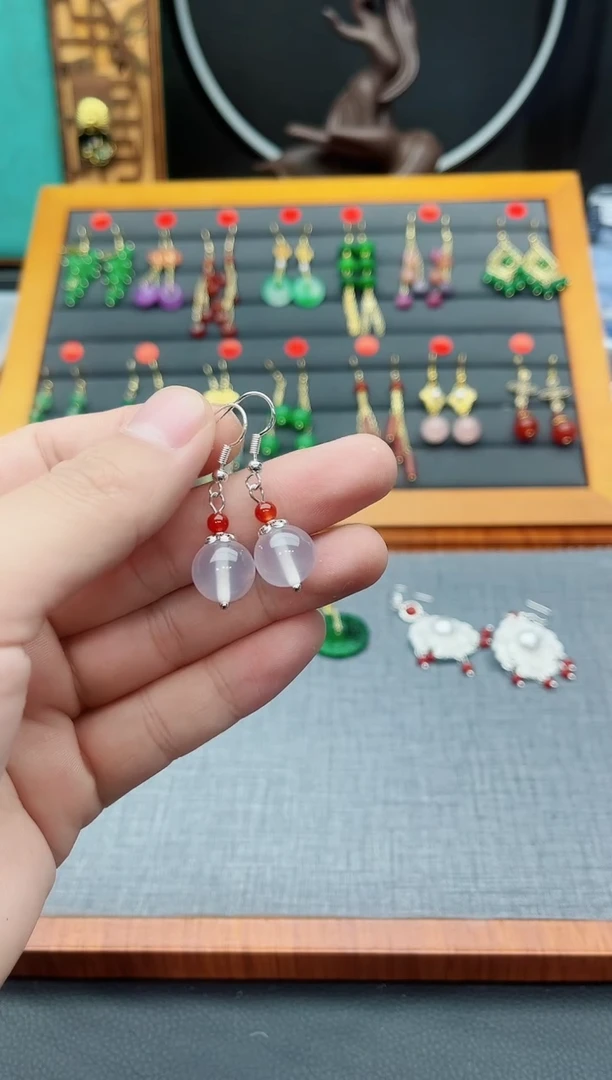 【闪购商品】玛瑙/玉髓耳钉银S925镶嵌726000