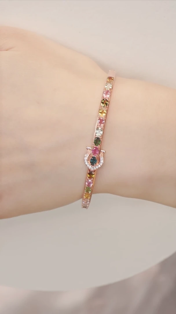 银S925镶嵌手镯碧玺1【】