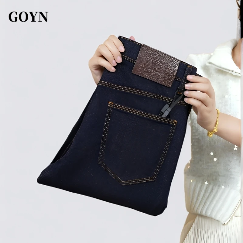 GOYN美式高级感休闲男士百搭弹力透气简约时尚潮流男装直筒牛仔裤