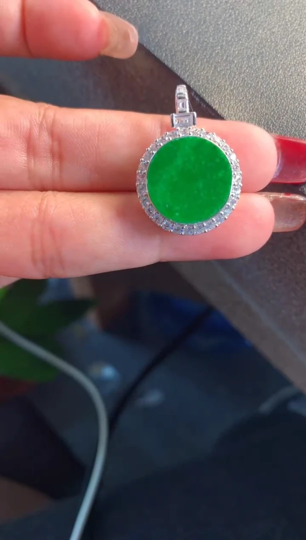 【闪购商品】翡翠颈饰银S925镶嵌缅甸天然A货翡翠