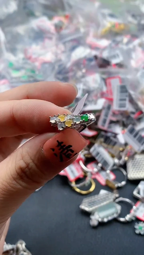 银S925镶嵌戒指翡翠天然A货缅甸翡翠
