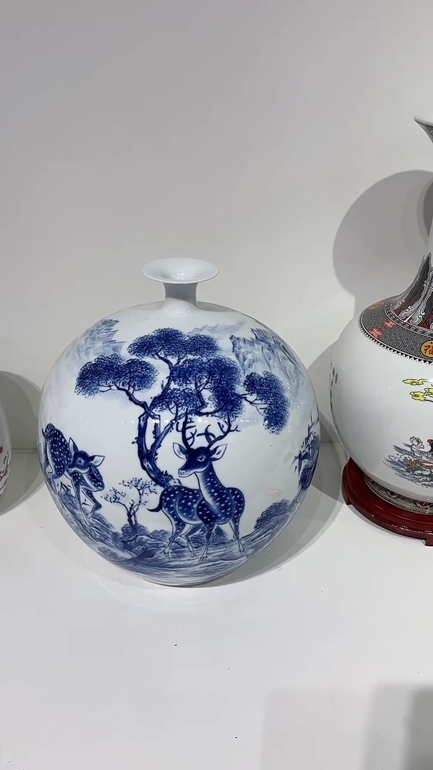 摆件石榴瓶小路高35