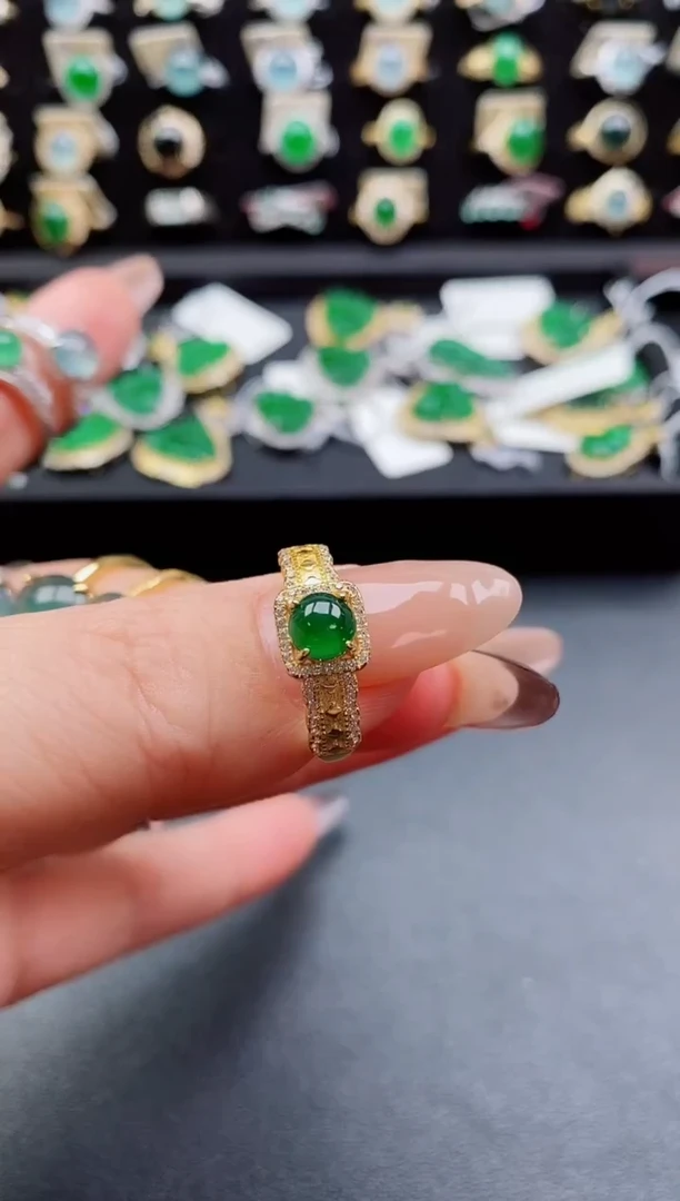 银S925镶嵌戒指翡翠1