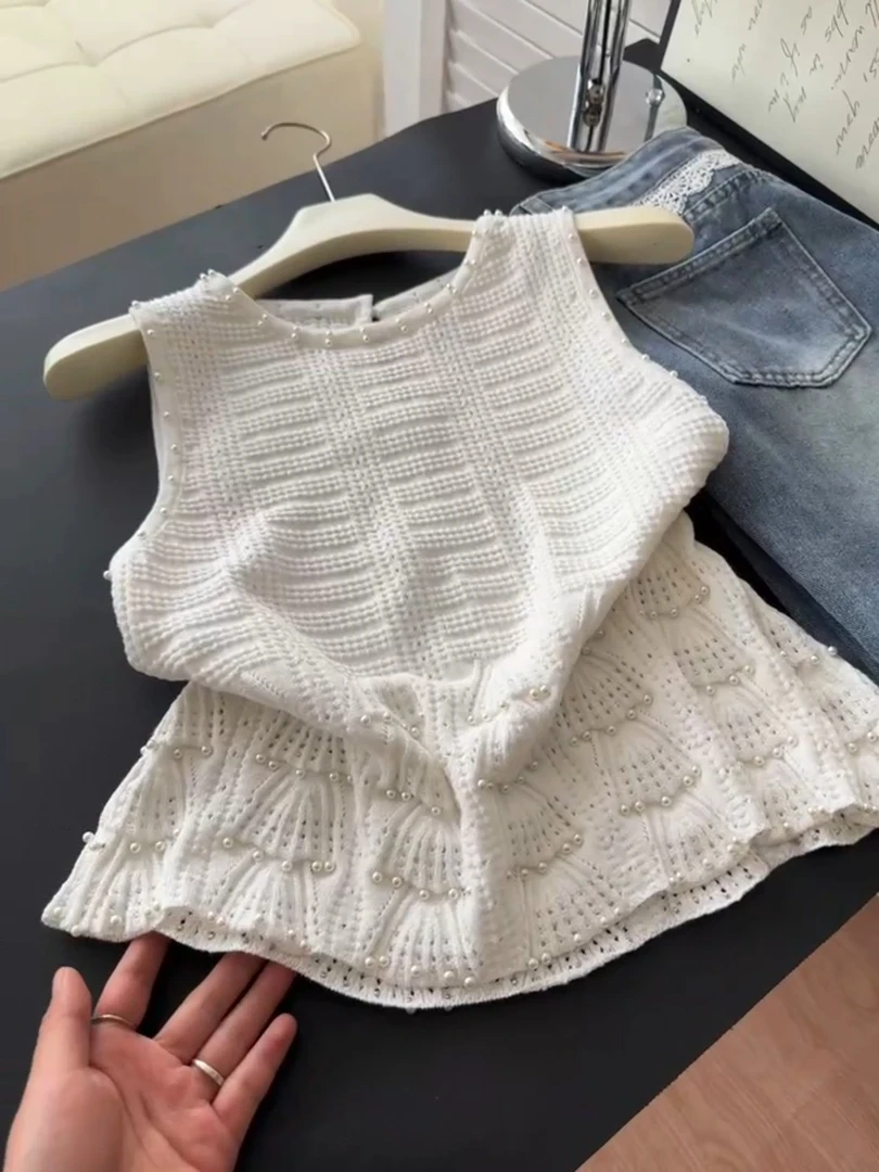 法式重工钉珠马甲背心夏季新款洋气高级感小香风小众无袖针织衫女