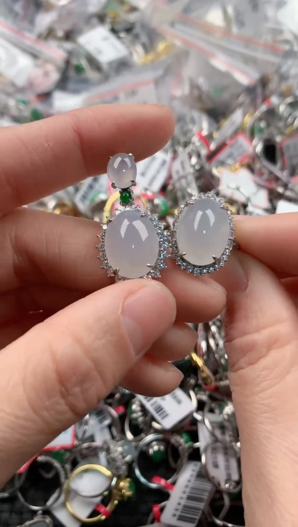 银S925镶嵌戒指翡翠1          2