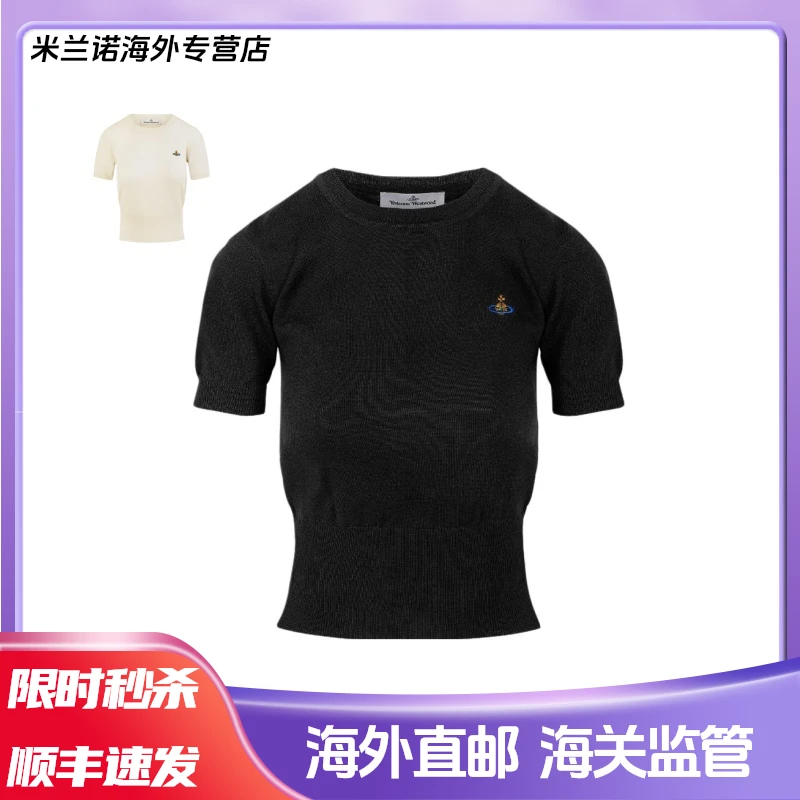 VIVIENNE WESTWOOD西太后BEA标志羊绒短袖针织衫女士短袖毛衣