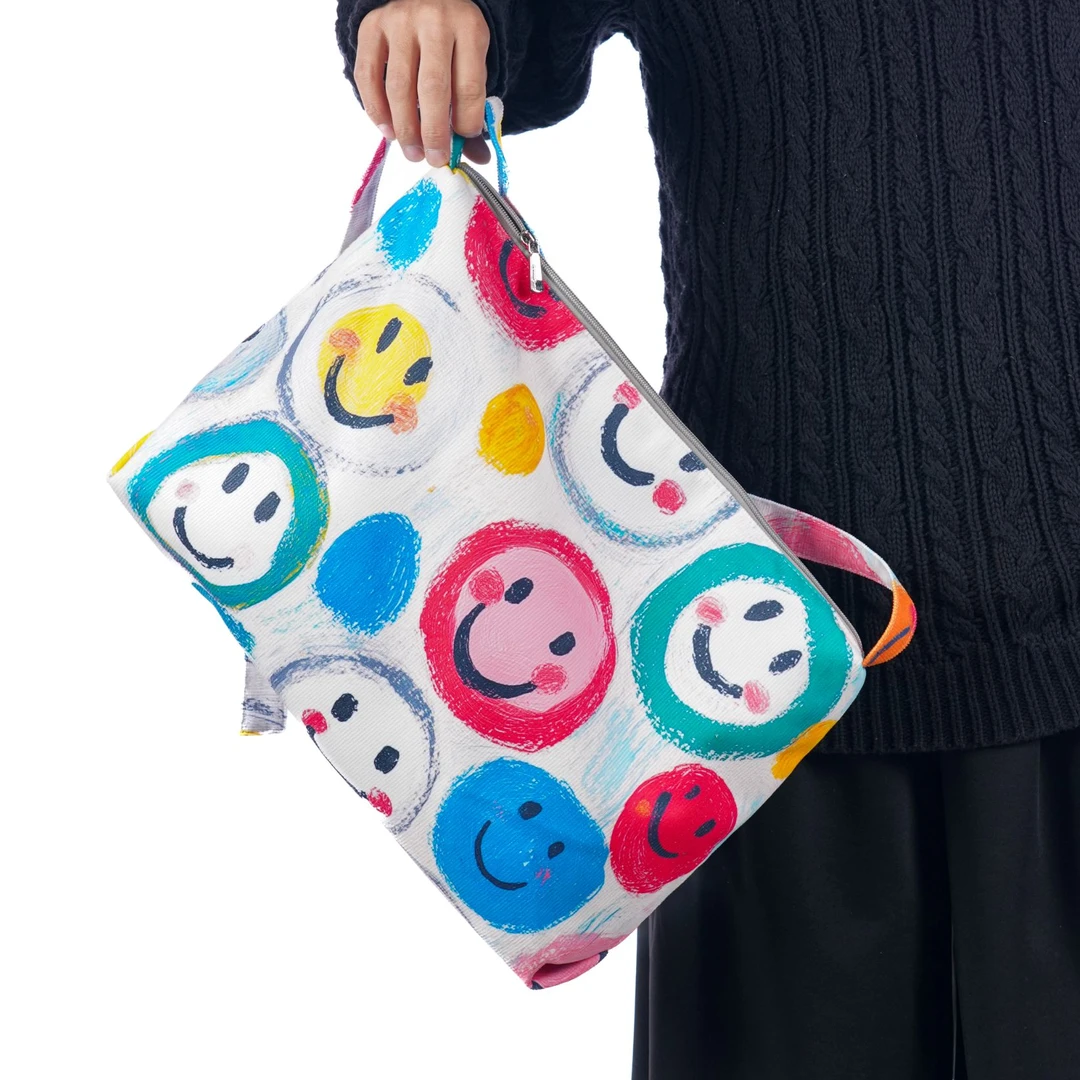 无则艺|这家布包很艺术|微笑横版原创印花通用单肩斜挎包