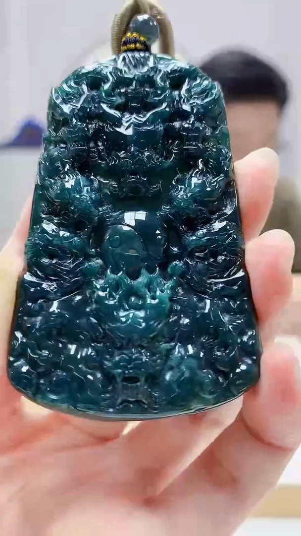 未镶嵌定制翡翠4917zm-毛货挂件龙牌19