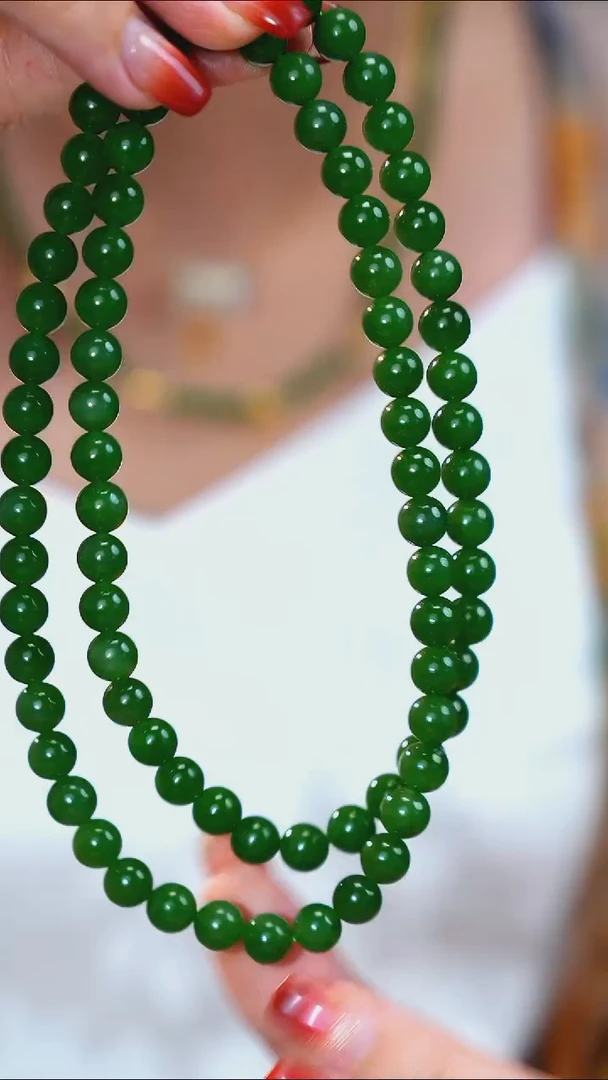 颈饰未镶嵌和田玉圆珠珠链一条