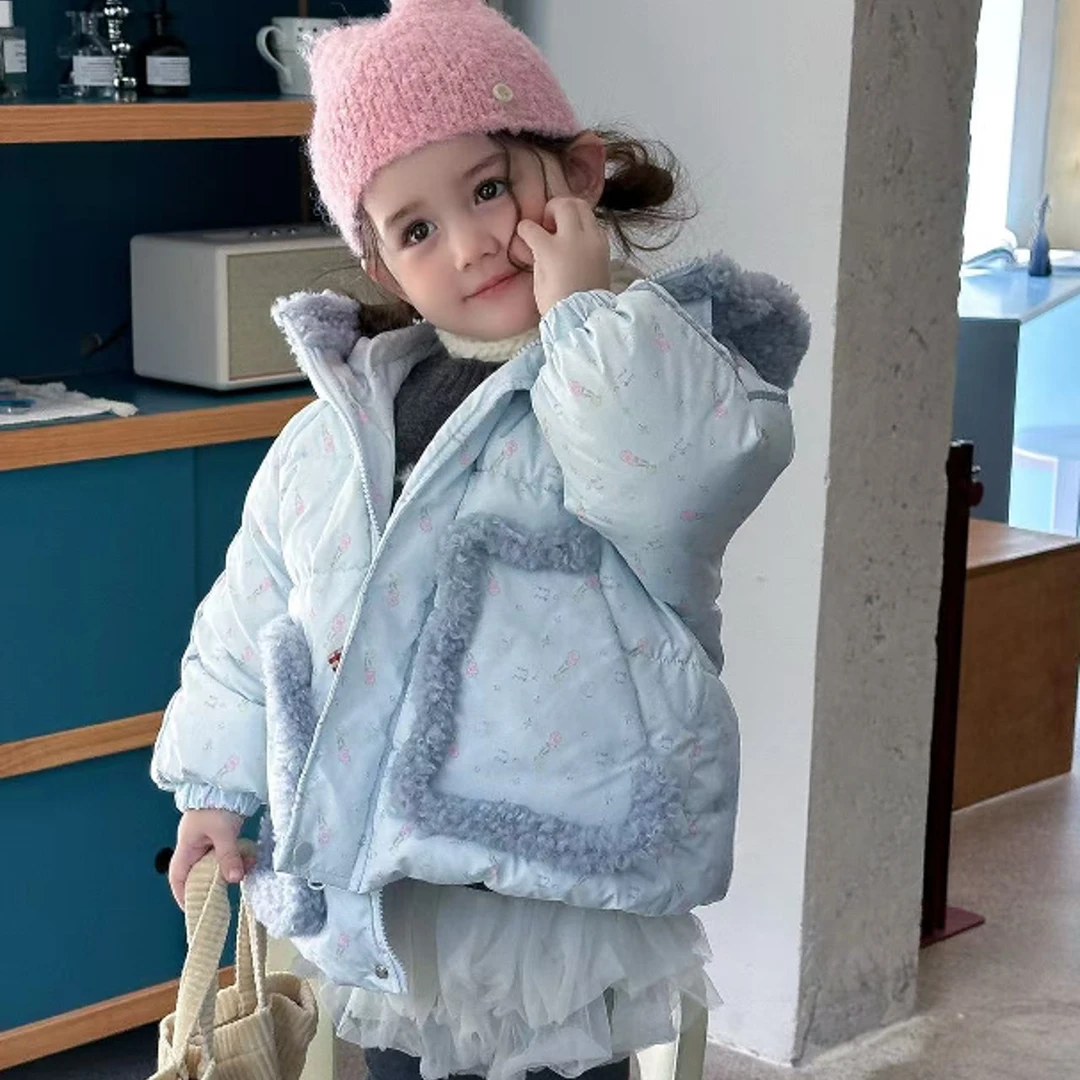 2025冬季新款洋气百搭90白鸭绒女宝羽绒服带帽保暖儿童上衣