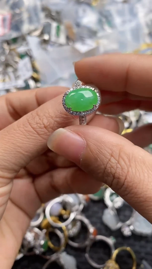 银S925镶嵌戒指翡翠10-5