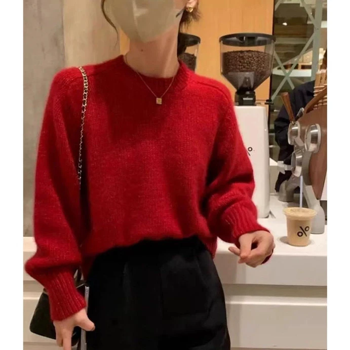 职业阿玛诗官2025秋冬季新款时尚毛衣时尚软糯慵懒打底针织衫上衣