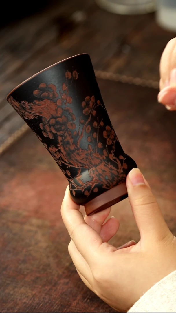 茶杯紫砂非遗茶器-梅花出戟尊