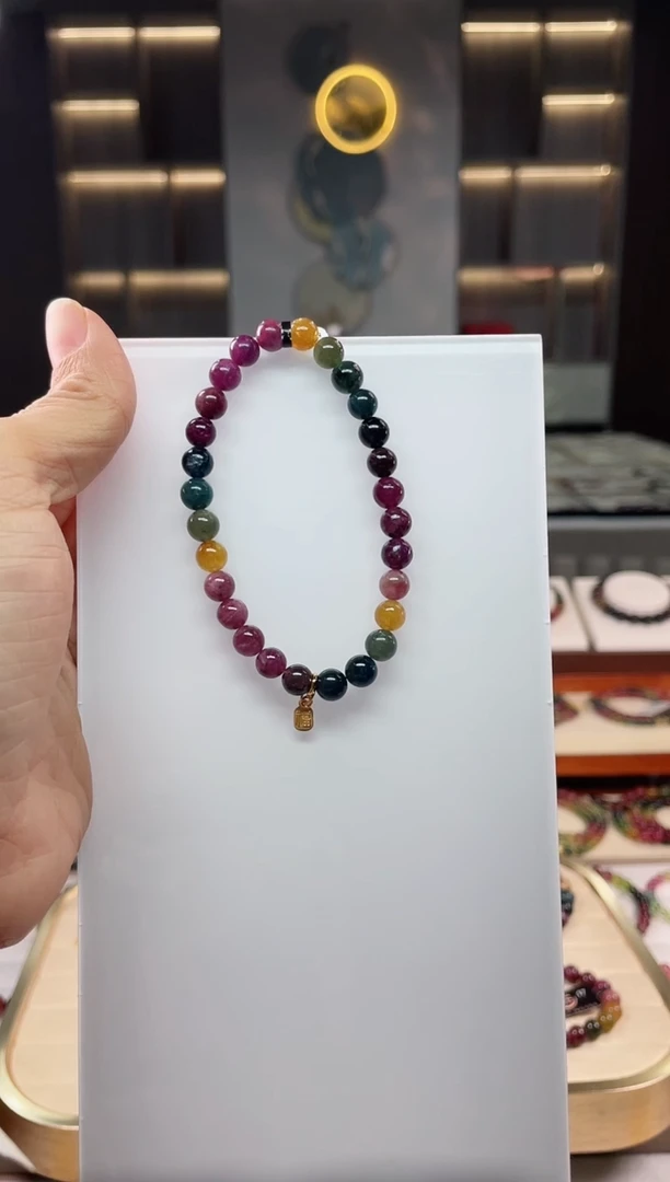 未镶嵌老矿碧玺单圈手串6mm+碧玺（多样性发一条）Q