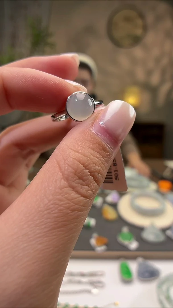 吊坠(不含链)银S925镶嵌翡翠戒指