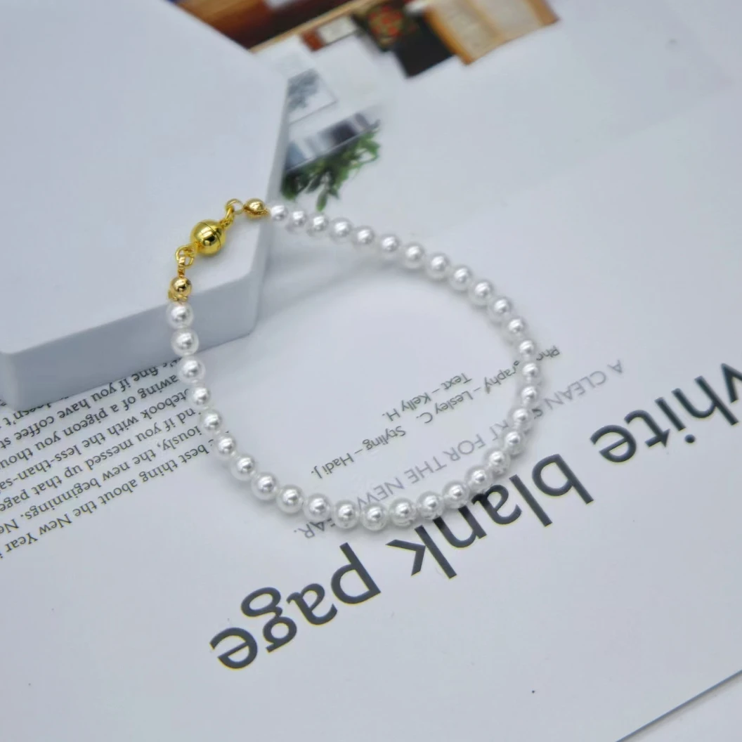 【井井专属】5mm白色磁吸扣手链时尚气质百搭贝珠