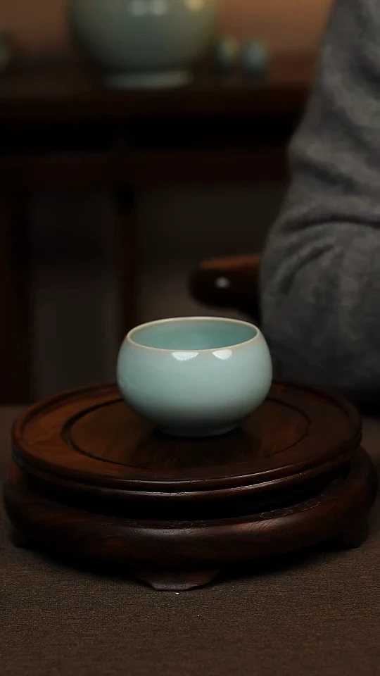 瓷片天青色禅定杯100ml微瑕不带礼盒