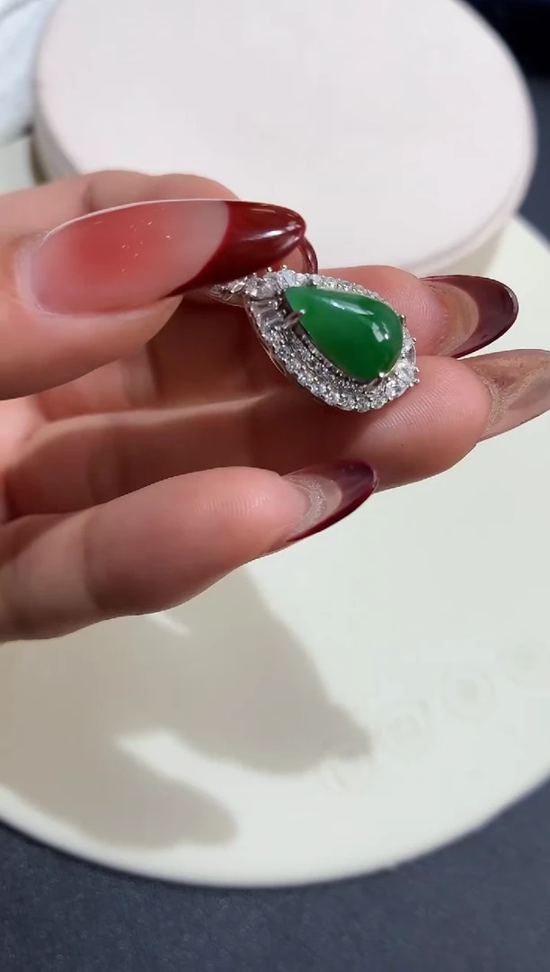 吊坠(不含链)银S925镶嵌翡翠【挽石珠宝】水滴