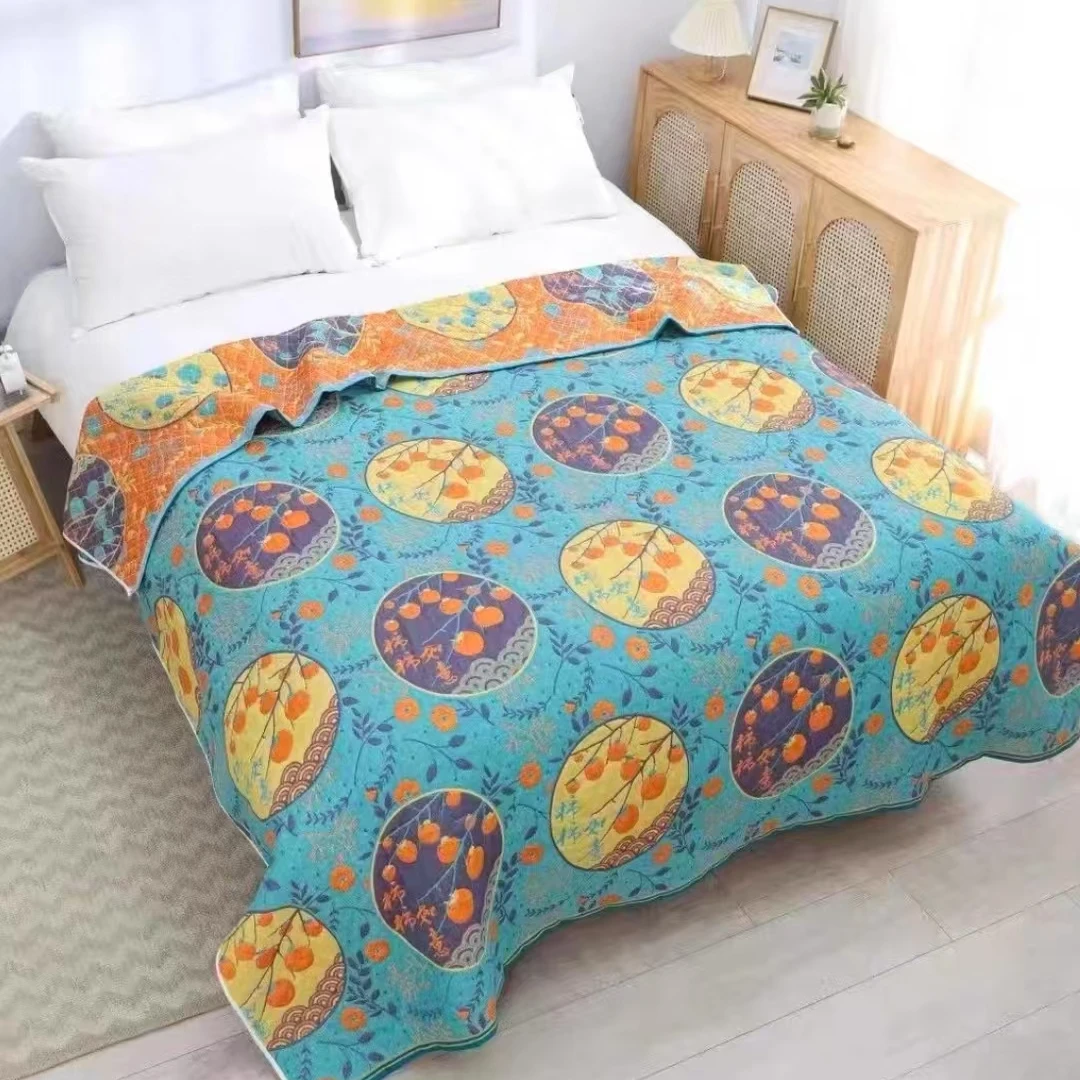 纯棉纱布盖毯--柿柿如意200*230