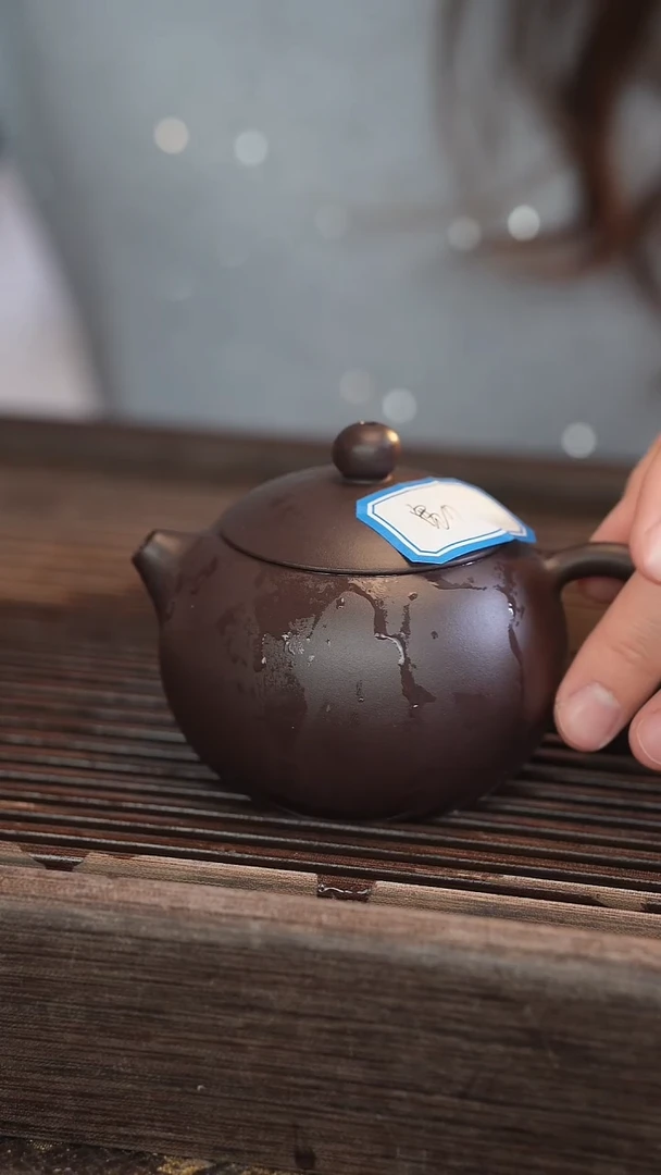 茶壶紫砂西施 蓝莲花 半手工 180cc【宽口】