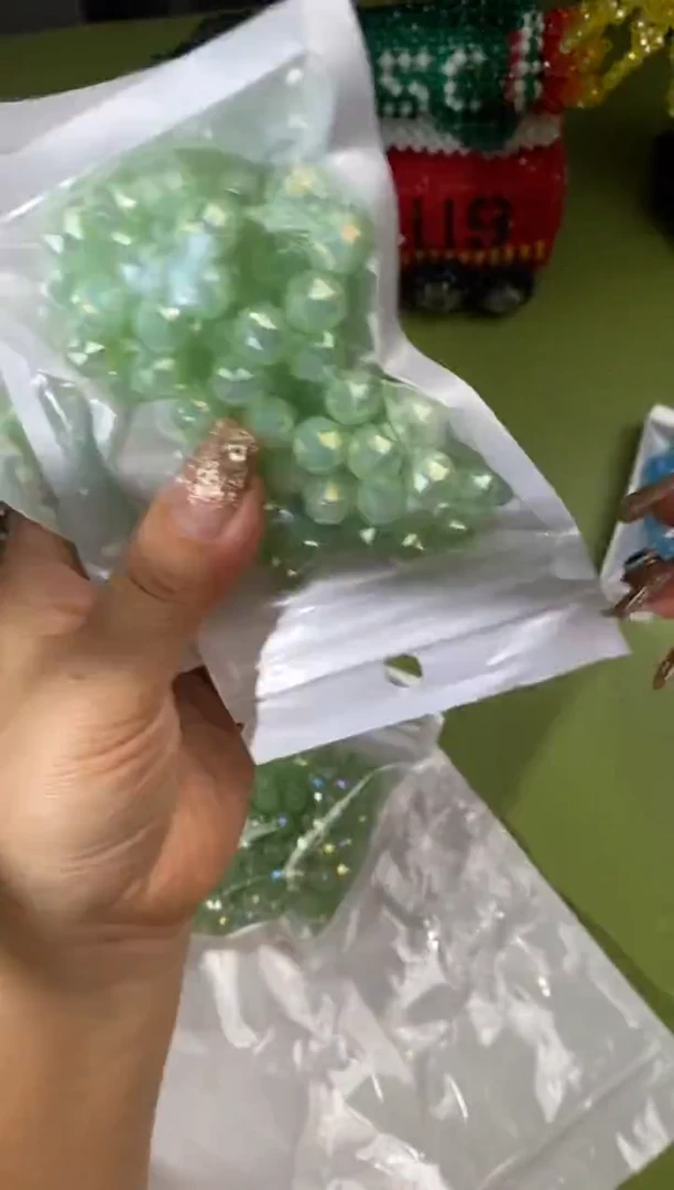 玻璃2787卡10花球1条果绿玉