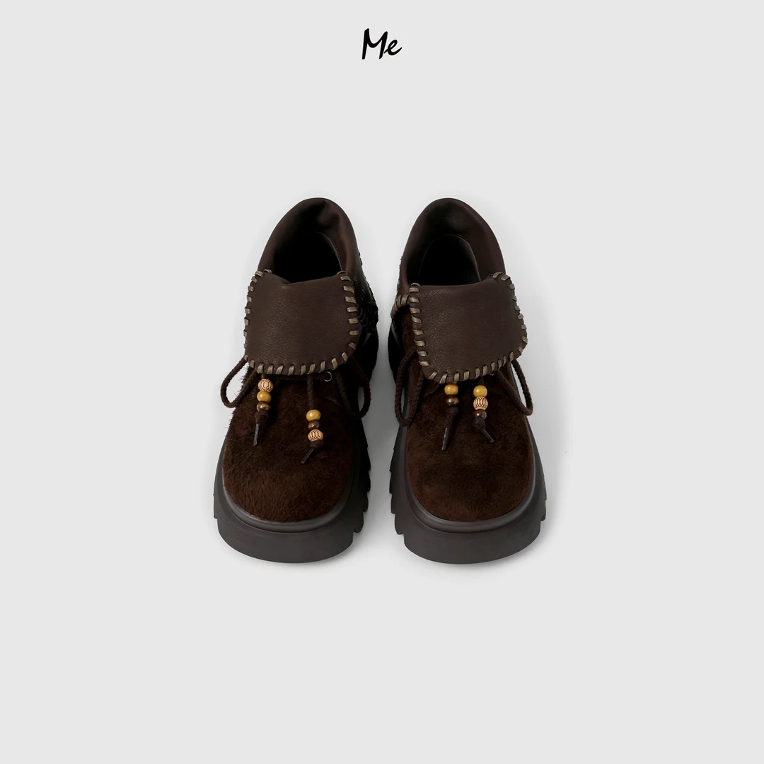 ME【磨砂真皮翻边饼干靴】奢牌感重磅牛反绒百搭时尚鞋子MESA0680