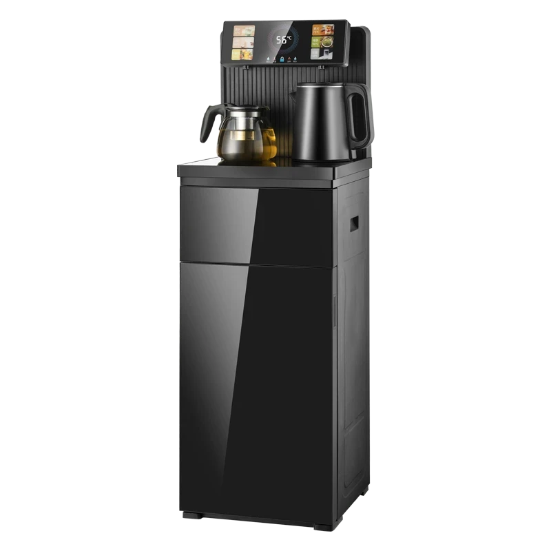 制冷款过滤带水桶语音触屏遥控双壶茶吧式饮水一体机家用智能语音