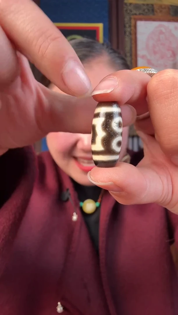 无非金属藏地黑白3眼古珠