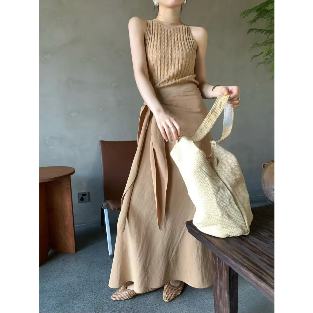 女装夏装套装2025新款爆款绝美小个子无袖吊带背心半身裙两件套