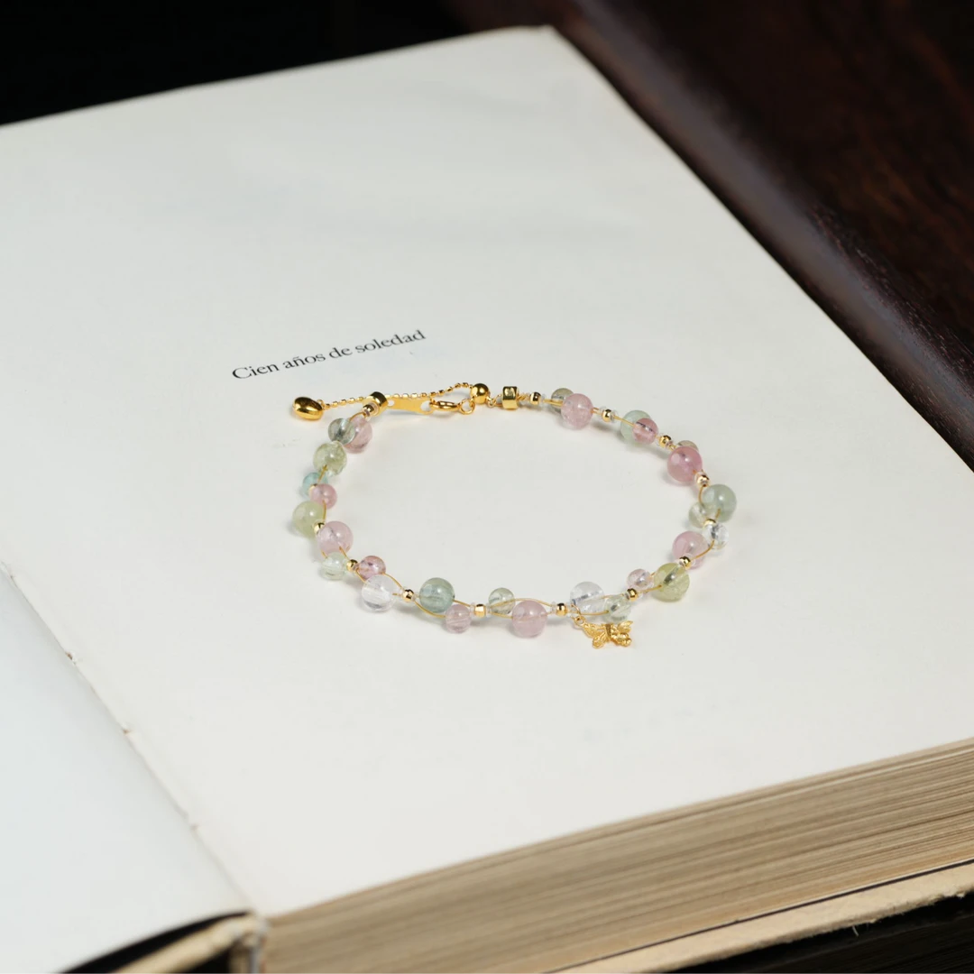 【甜心小姐】花奢珠宝 碧玺18k金手链（多样性发货）