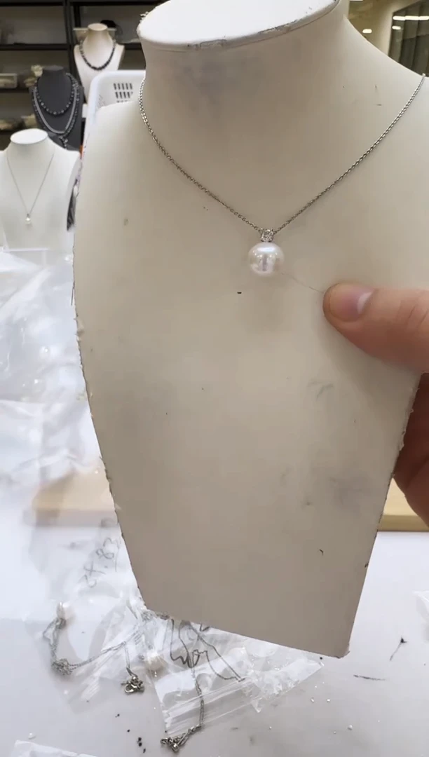 淡水珍珠银S925镶嵌吊坠(赠链)12-13mm 王妃款