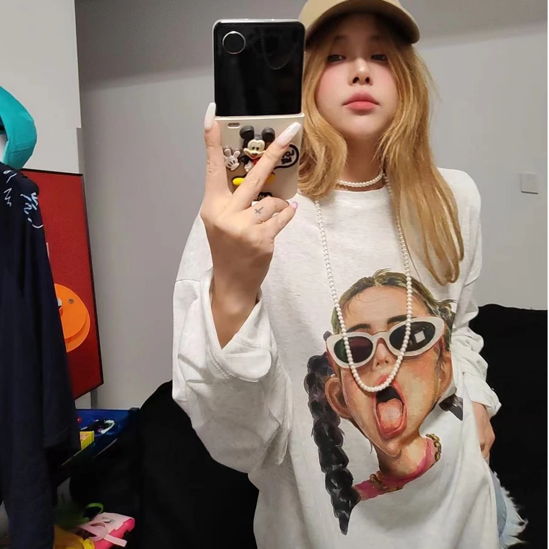 宠儿【2025夏季韩版花灰色美少女百搭时尚防晒体恤】