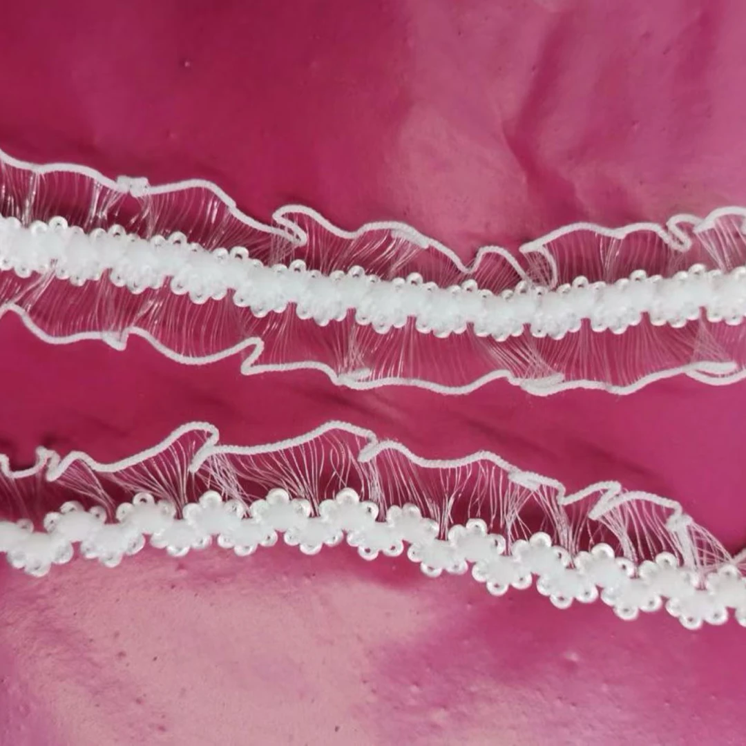 爆款柔软美人鱼边纸巾盒装饰 手工diy白色弹力褶皱木耳皇冠小花边