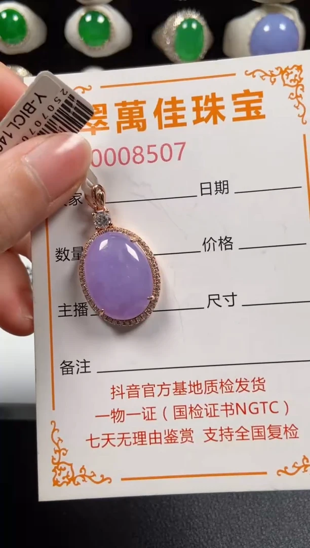 颈饰银S925镶嵌翡翠8507