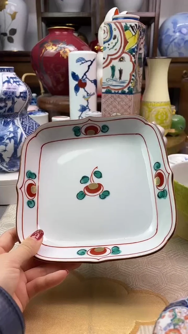 【闪购商品】盘日产桔吉赤绘盘一个名家