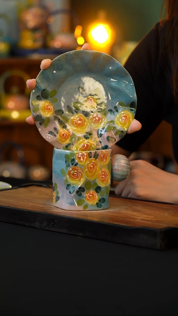 杯手绘心瓷陶瓷浮力