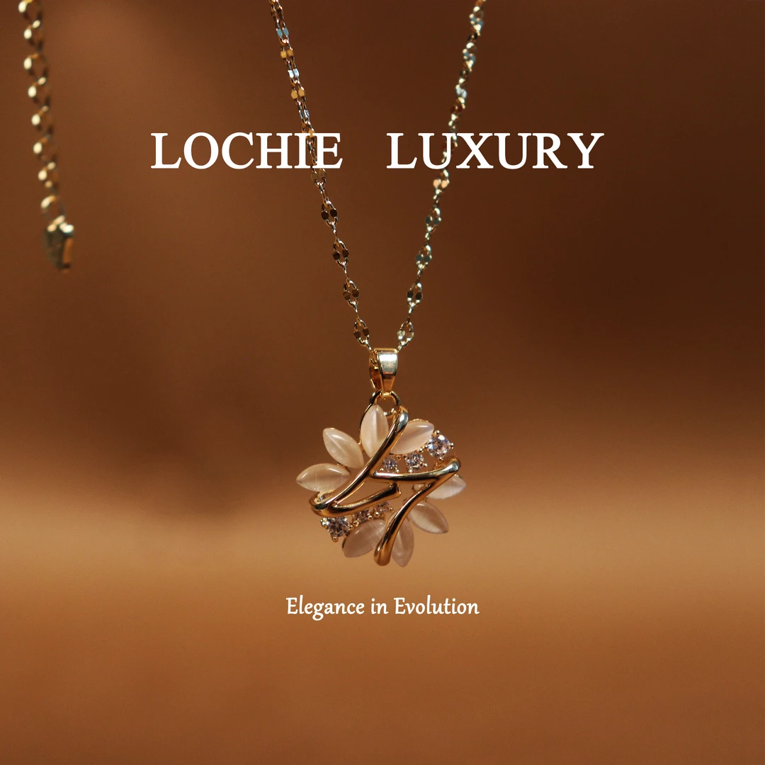 L195【云野听雨】意大利设计师款杏色花朵百搭小众项链