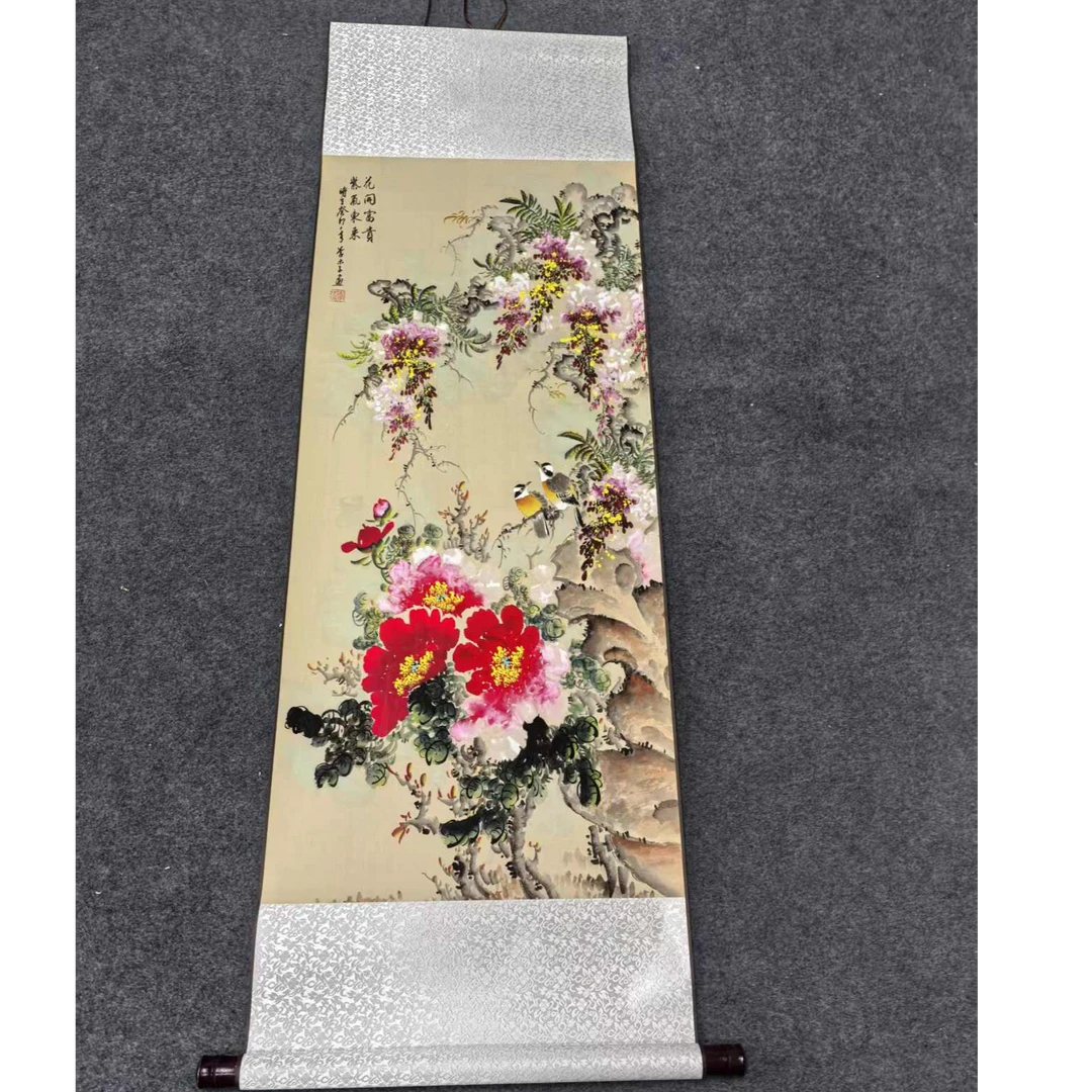 034卷轴140*52紫藤牡丹