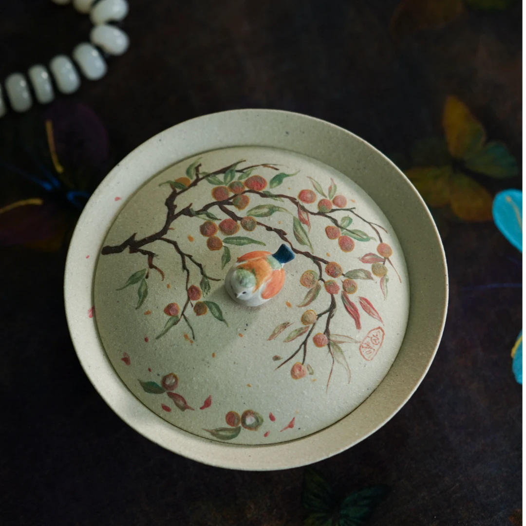 盖碗 《荔枝》白泥白段130CC 宜兴紫砂手工